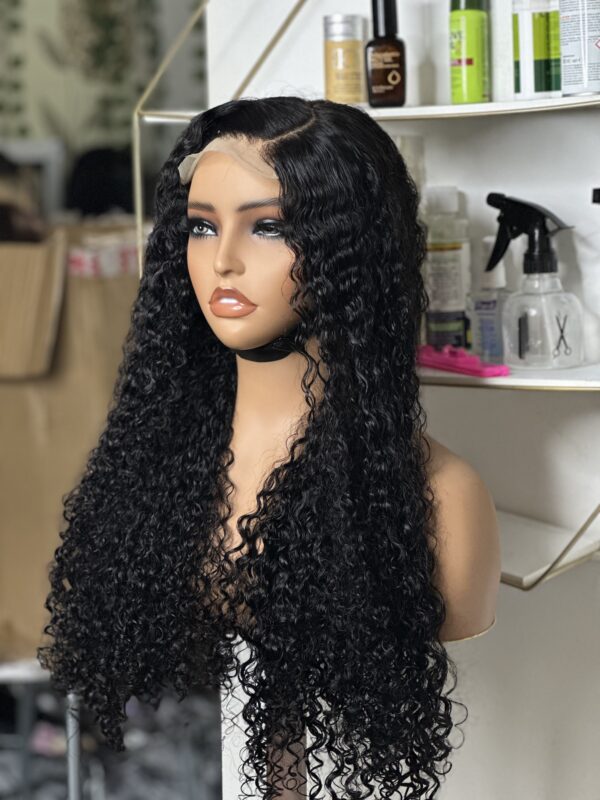 Chilla 26” pissy curls with 5by5 closure human hair wig