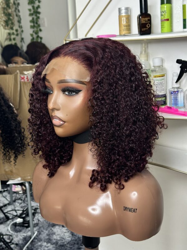 Baddie Julie 14” SDD vietnam wine pixie curls closure wig - Image 4