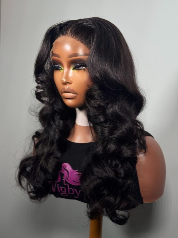 Celine Custom-Made 5x5 Pre-Plucked Vietnamese Bone Straight Wig with Bouncy Curls - Image 9