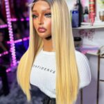two-tone blonde 20" SDD Vietnamese bone straight wig with closure
