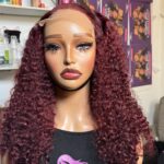 BURGUNDY 18” PIXIE CURLS 5X5 CLOSURE SDD VIRGIN HUMAN HAIR WIG