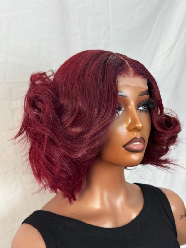 Wear & Go Luxury: 8" Burgundy custom made sdd Vietnamese Wig with 2x4 Closure