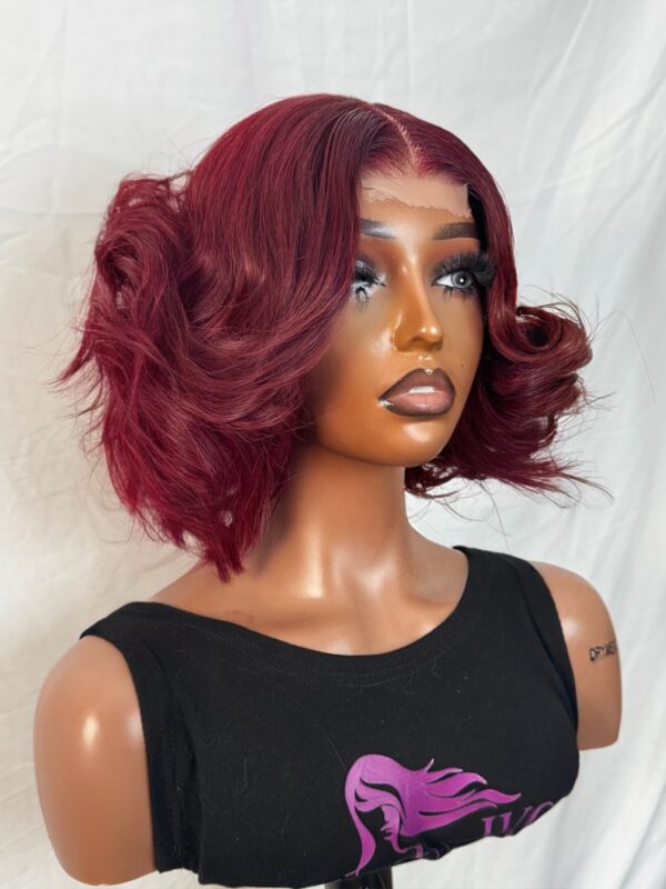 Wear & Go Luxury: 8" Burgundy custom made sdd Vietnamese Wig with 2x4 Closure - Image 3