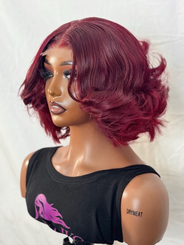 Wear & Go Luxury: 8" Burgundy custom made sdd Vietnamese Wig with 2x4 Closure - Image 4