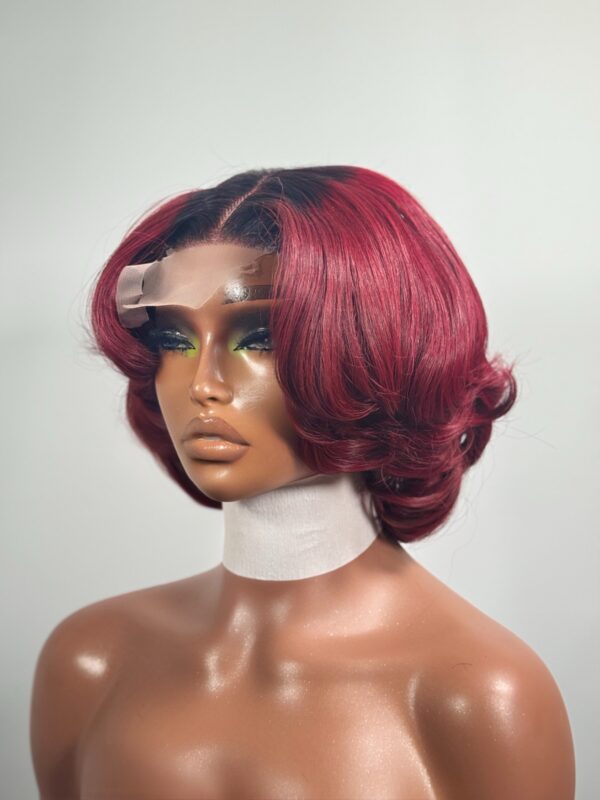 Chika Custom Burgundy Curled Lace Front Wig – Vietnam Bone Straight Hair - Image 8