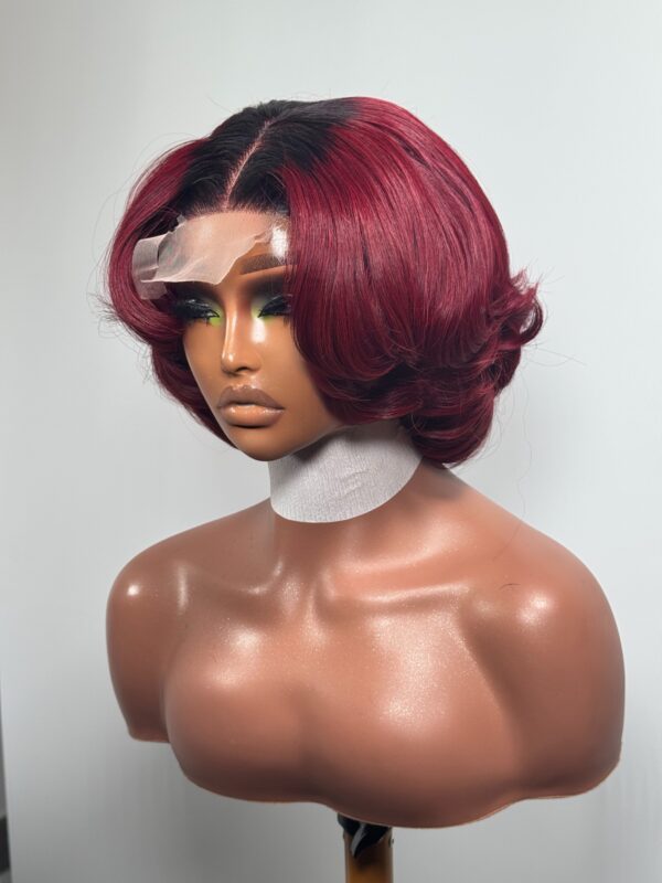 Chika Custom Burgundy Curled Lace Front Wig – Vietnam Bone Straight Hair