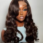 CUSTOM MADE 22” DARK BROWN CLOSURE WIG 4X4 COLOR 4# HUMAN H