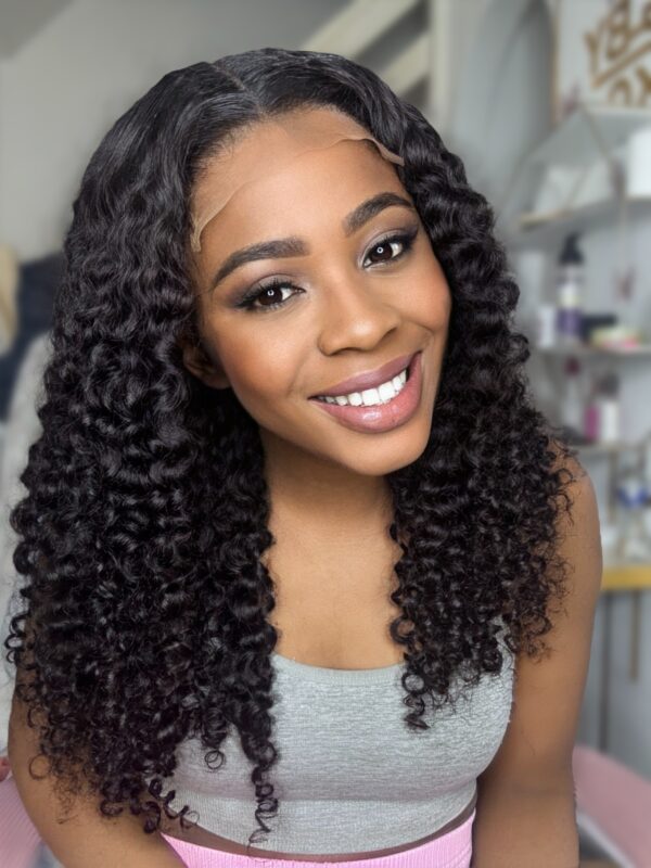 BELLA NOIR 5x5 GLUELESS TRANSPARENT LACE WIG – 18” PIXIE CURLS | SDD VIRGIN HUMAN HAIR WIG - Image 4