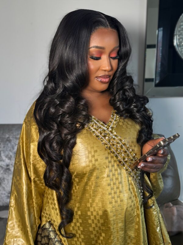 HAJA JAKO – PRE-STYLED GLUELESS WIG MADE WITH RAW SINGLE DONOR HAIR, TONED KNOTS, AND HD LACE - Image 2